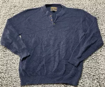 Vintage Woolrich Cotton Blend Blue Henley Sweater Shirt Men's Medium Made In USA • $21.95