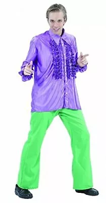 Mens 1970's Disco Ruffle Shirt Adults Fancy Dress Costume 70's Frilly Top 1960s • £17.99