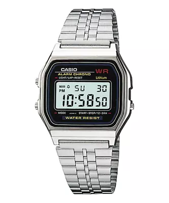 $44.95 • Buy Casio A159W-N1 Vintage Retro Digital Watch Stainless Steel Silver 159W Warranty
