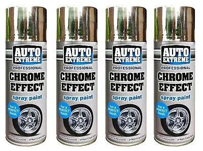 4 X Chrome Foil Mirror Metallic Effect Spray Paint Car Bike Auto Aerosol - 400ml • £16.95