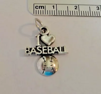 Sterling Silver 20x18mm I Love Baseball With Heart Ball Charm • $20.89