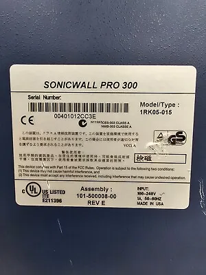 SonicWall Pro 300 1RK05-015 Internet Security Appliance • $40
