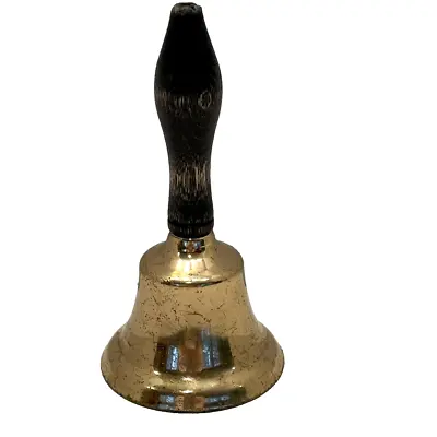 Small Vintage Hand Bell Metal W/Wood Handle 5 Inch • $8