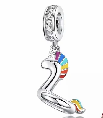 Unicorn Pool Inflatable Ring Charm Genuine 💜 925 Sterling Silver Gift • £13.89
