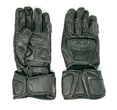 Riparo Motorcycle Racing Gauntlet Genuine Leather Gloves - Black • $59.97