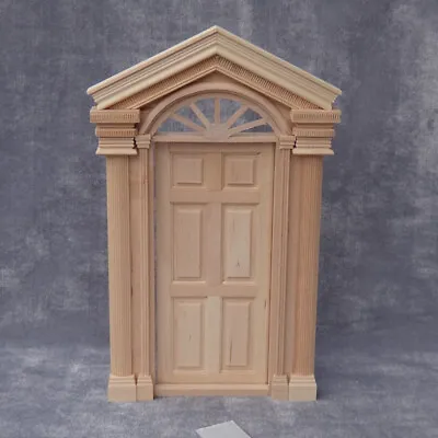 1:12 Luxury Wood Exterior Door Dollhouse Miniature  DIY Double Column 6 Grid • $13.48