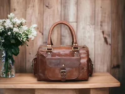 Rare Find Bag Leather Duffle Men Travel Gym Luggage Overnight Vintage Weekend • $53.08