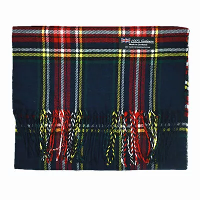 Mens 100% CASHMERE Made In SCOTLAND Royal Stewart Check Plaid Tartan Long Scarf  • $7.99