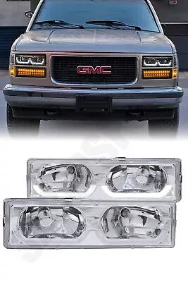 Set Of Euro Clear Headlights W/ LED Bar For 1988-1999 GMC Chevy C/K Full Size  • $119.99