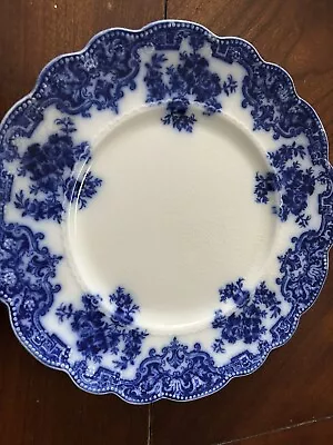 Flow Blue & White Dinner Plate OSBORNE Pattern Antique W.H. GRINDLEY 10''. F • $69.99