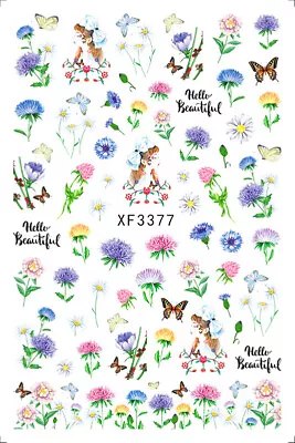 Flowers Leaf Nail Sticker Rose Daisy Bufferfly Love Heart Birds • $2.75