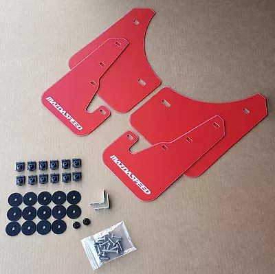 [SR] 04-09 Mazdaspeed 3 & Mazda 3 Mud Flaps Kit RED W/ Hardware Set & Vinyl Logo • $45