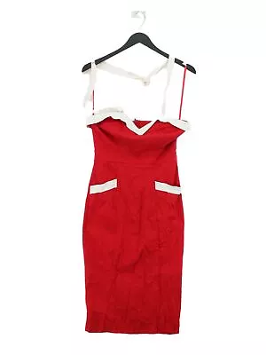 Collectif Women's Midi Dress S Red Cotton With Spandex Bodycon • £13.90