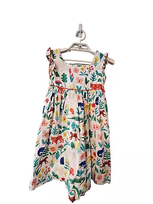 Mini Boden Dress Girls 11 12 White Jungle Print • $24.97