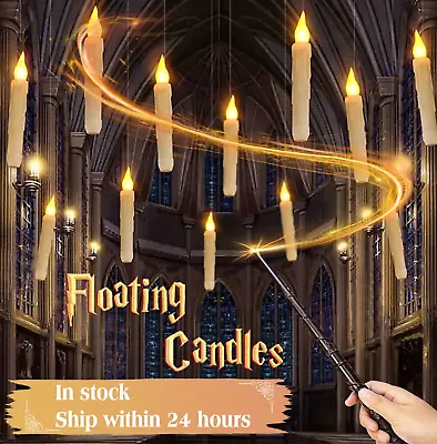 Harry Potter LED Flameless Floating Candles With Magic Wand Remote • $127.78