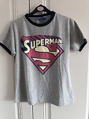 Short Sleeve T-Shirt Top Superman Marvel Avengers Grey Size: 10/M Ladies  • £6