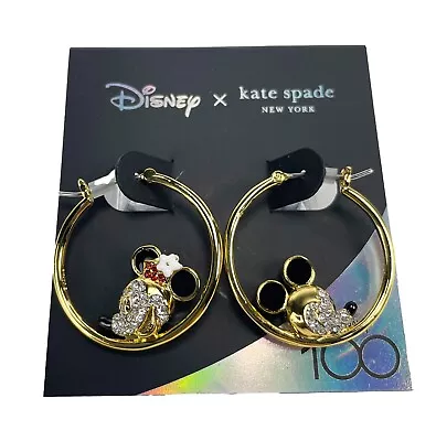 Kate Spade X Disney 100 Mickey Minnie Gold Hoop Earrings • $89