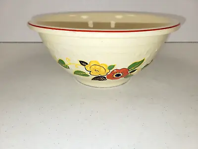 Vintage Homer Laughlin Embossed Colorful Flowers Ivory Mixing Bowl • $24.99