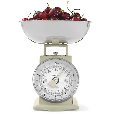 Salter Kitchen Scale Timeless Mechanical 5kg Capacity Dishwasher Safe Bowl Cream • £22.99