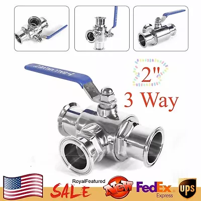 2  3 Way Ball Valve Female L Port Brass Ball Valve Tri Clamp Connection Plumb US • $33.25