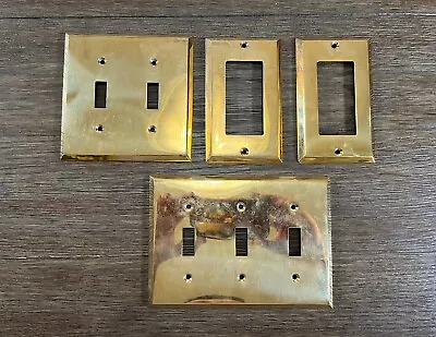 Lot Of 4 Metal Brass Light Switch Plate & Outlet Covers • $15.99