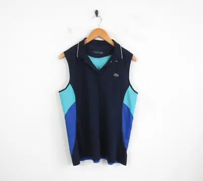 £24.99 • Buy LACOSTE Womens Sleeveless Blue Light Sports Polo Shirt Size 44 / L / UK 14-16