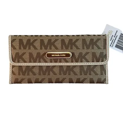 Michael Kors Wallet Austin Flat Continental 38T2XANE1 Beige Brown Vanilla • $60