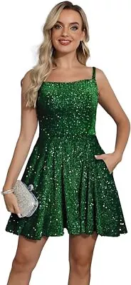 Spaghetti Straps Short Homecoming Dress Sequin Mini Prom Dress Formal • $39.99