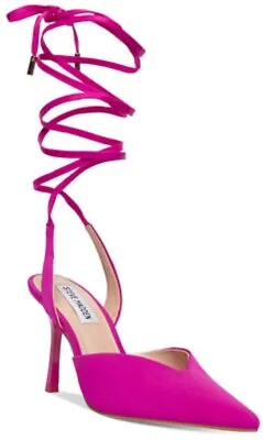 Steve Madden Fuchsia MARI TIE UP PUMP Pointy Toe Stiletto Heel Women Sz 6 • £48.18