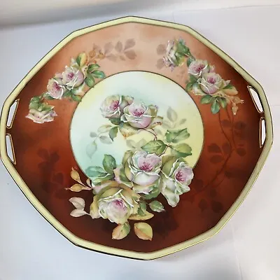 RARE Vtg MZ Austria Habsburg China Floral Salad Plate Server Bowl With Handles  • $50