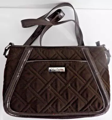 Vera Bradley Espresso Quilted Trapeze Crossbody Shoulder Bag Patent Trim New! • $19.79