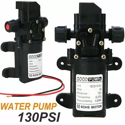 12V Water Pump 130PSI Self Priming Pump Diaphragm High Pressure Automatic Switch • $14.99