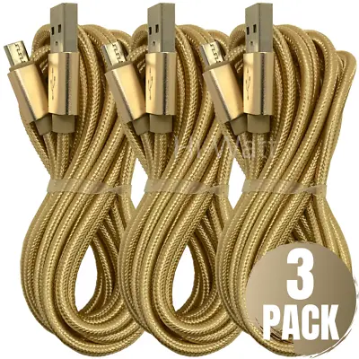 3 Pack 10FT Micro USB Cable Fast Charger Data Cord Long For Samsung Android LG • $9.71