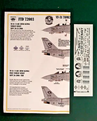 Fightertown Decals 1/72 72003 - F-14D Tomcat Tomcat Sunset • £7.99