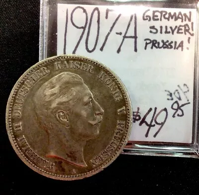 1907 A German Silver Prussia 5 Mark. ENN Coins • $49.95