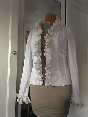 NEW Sexy White Blouse Ruffled Tuxedo  Dress Shirt Corset Back Renaissance Fair • $150