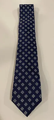 NEW The Men's Store Bloomingdales Diamond Pattern 100% Silk Tie Blue NWT • $10.49