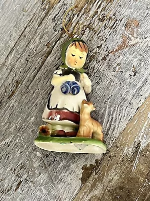 Vintage Plastic HUMMELChristmas ORNAMENT GirlFawn & Bells 4.5  Plastic • $9.50