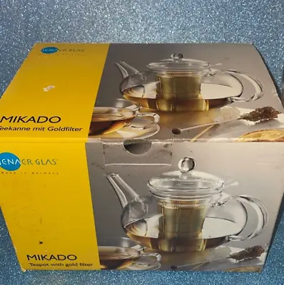 Jenaer Glass Mikado Teapot W/ Gold Filter-NOS • $49.99