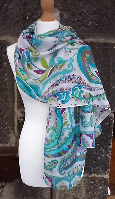 Codello Large Paisley Print Silk Scarf Wrap • £14.99