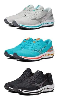 New Women's Mizuno Wave Inspire 18 Waveknit Running Shoes Size 8 Black Blue Gray • $62.99