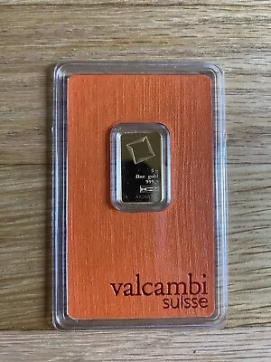 5 Gram Gold Bar - Valcambi Suisse - 999.9 Fine In Sealed Assay • $415