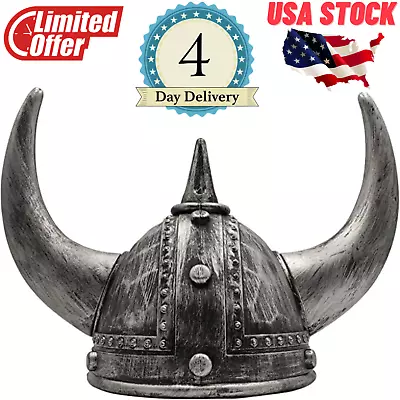 Horned Viking Helmet Medieval Warrior Battle Larp Armor Samurai Cosplay Costume • $29.49