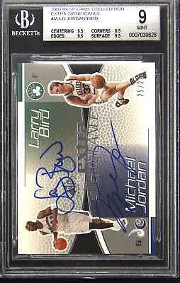 2003-04 SP Game Used Michael Jordan/Larry Bird Dual Auto /25 BGS 9 MINT On Card • $7999.99