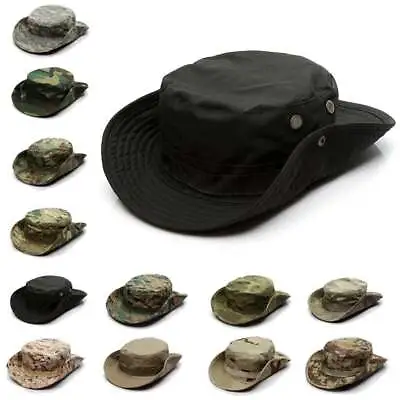 Camo Sun Hat Bucket Cargo Bush Army Boonie Summer Fishing Hats Cap Mens • £5.25