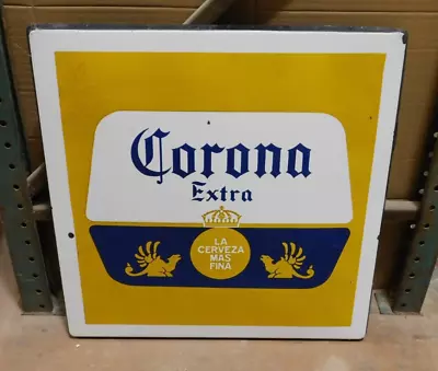 Corona Extra Beer Metal Table Porcelain Top #60-Mexican-Restaurant-30x30-Vintage • $179.97