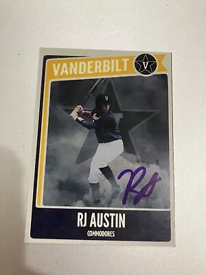 RJ Austin Vanderbilt AUTO Custom Baseball Card Signed • $12