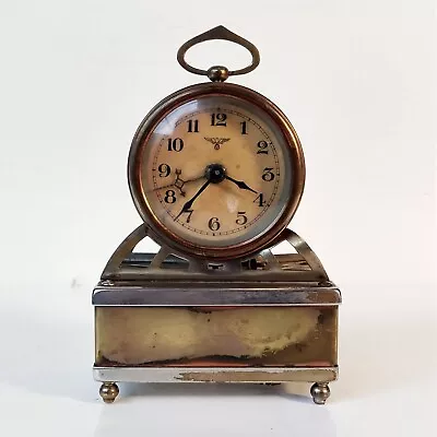 Brass And Chrome Musical Mantle Clock Friedrich Mauthe Schwenningen Germany • $248.67