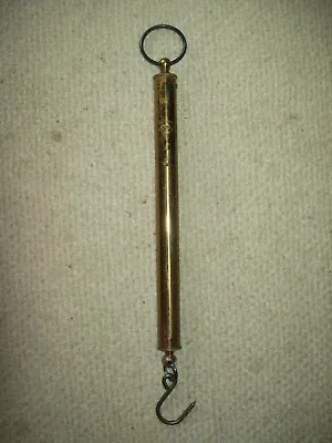 Vintage Brass Salter England   Tube Brass Fishing Scale 4 Lbs     • £34.71
