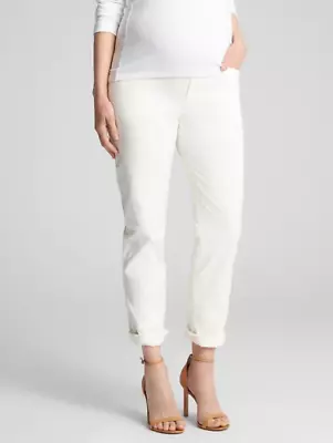 New Gap Maternity Full Panel GIRLFRIEND Crop Stretch CREAM Pants 0 REGULAR • $17.99